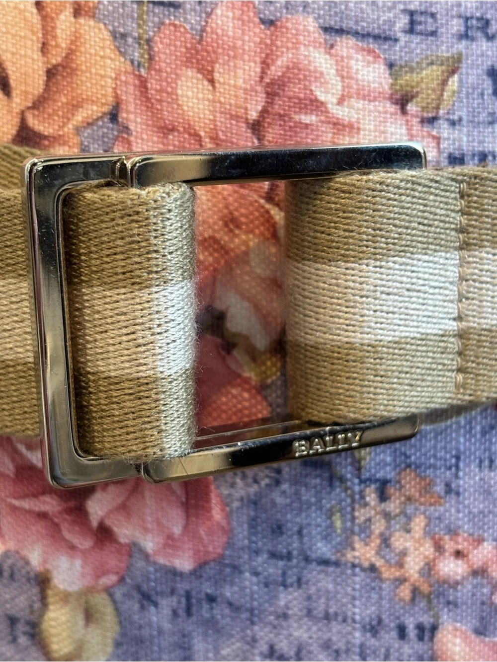 Bally Striped Canvas Cinch Belt